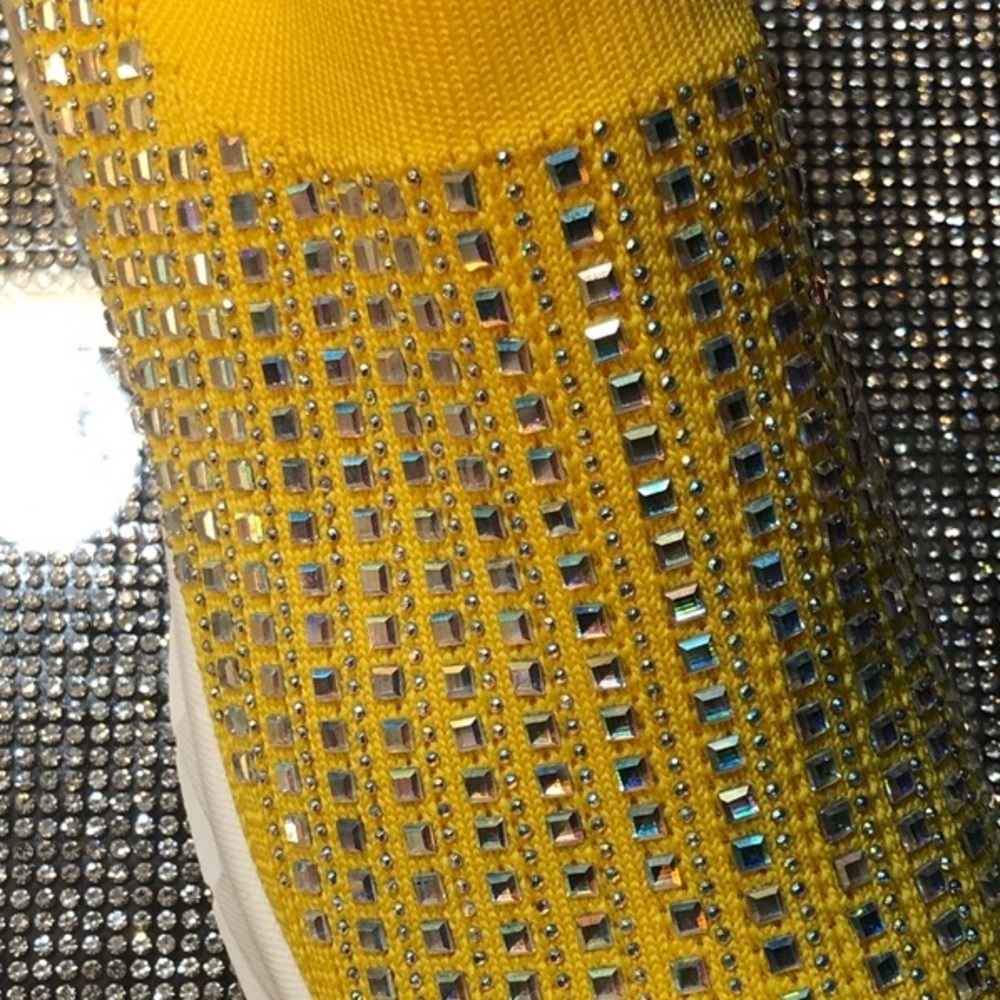 Yellow Rhinestone Slip-On Sneakers - Picture 2 of 3